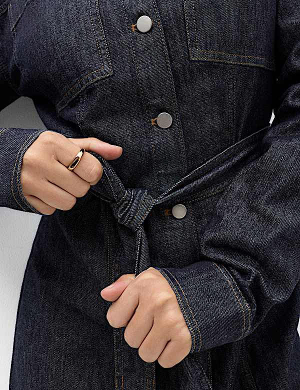 Denim Funnel Neck Midi Column Dress - AU