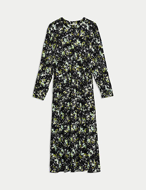 Printed Button Front Midi Waisted Dress