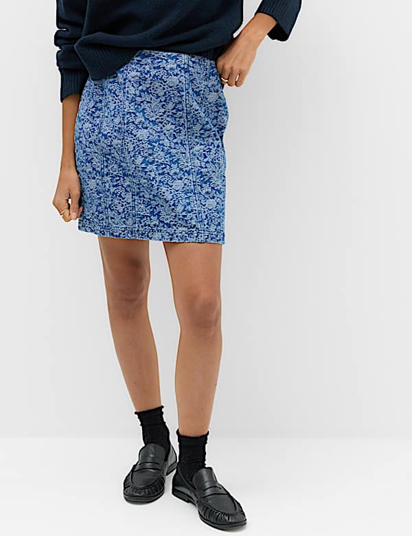 Denim Jacquard Mini A-Line Skirt - CH