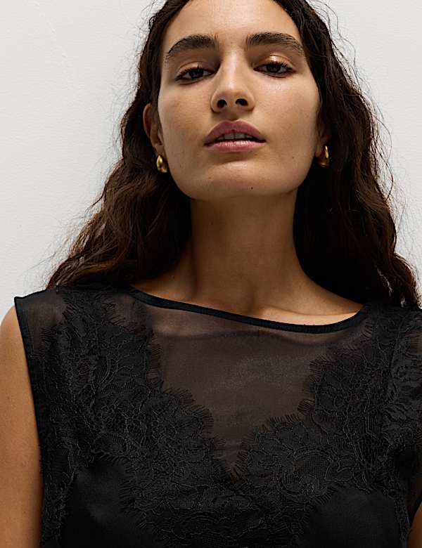 Satin Lace Midaxi Slip Dress - EE