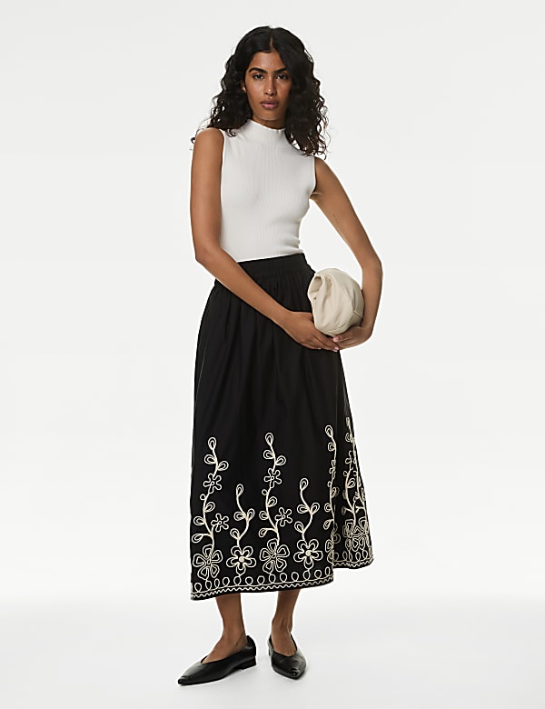 Black midi circle skirt hot sale