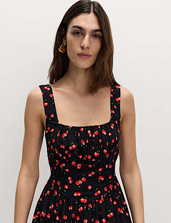 Printed Corset Waisted Dress - BE