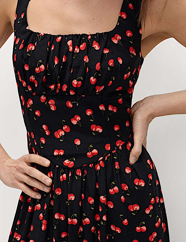 Printed Corset Waisted Dress - BE