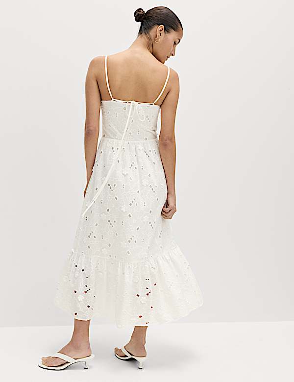 Pure Cotton Broderie Midaxi Cami Dress - LU