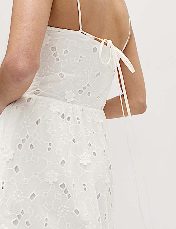 Pure Cotton Broderie Midaxi Cami Dress - LU