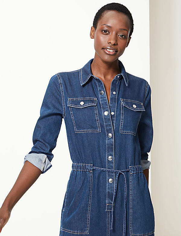 Denim Button Detailed Jumpsuit