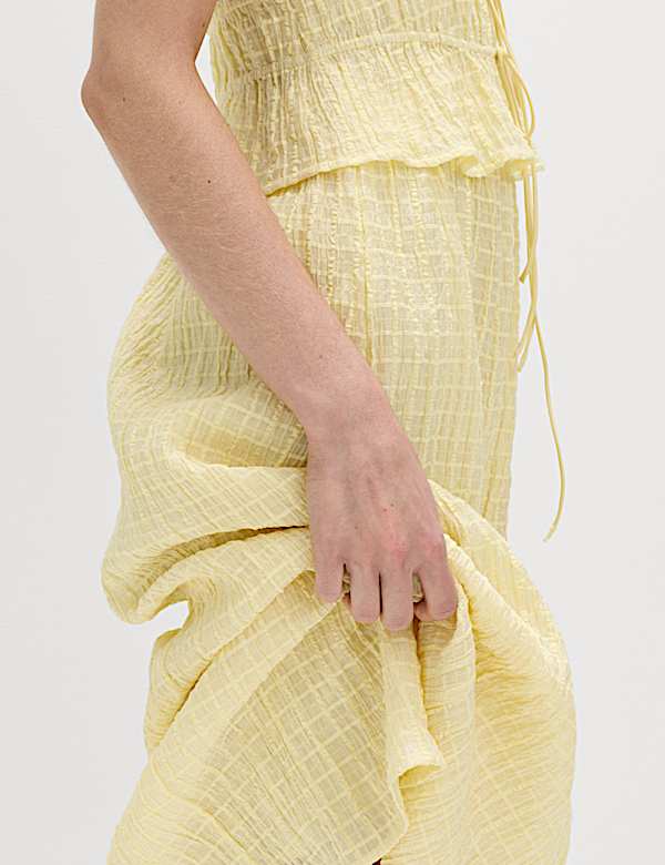 Lyocell Blend V-Neck Midi Waisted Dress