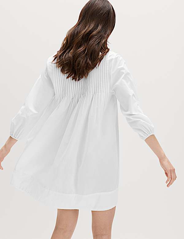 Pure Cotton Pintuck Mini Relaxed Dress - AU