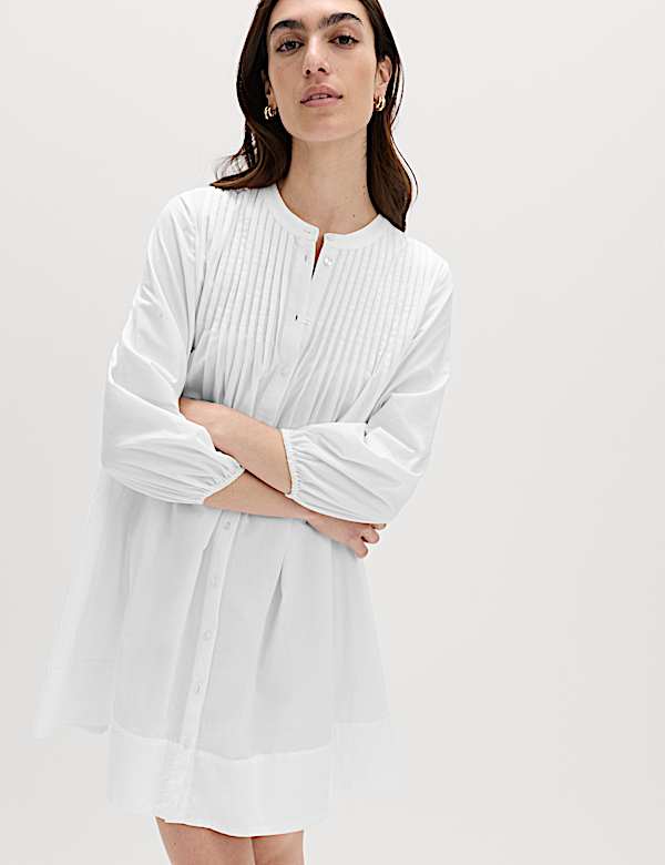 Pure Cotton Pintuck Mini Relaxed Dress - AU