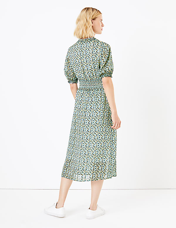 Ditsy Floral Print Waisted Dress