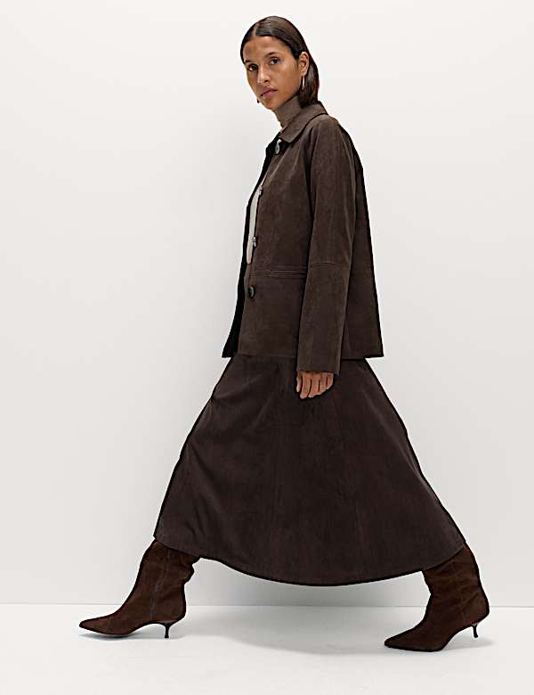 Suedette Maxi A-Line Skirt