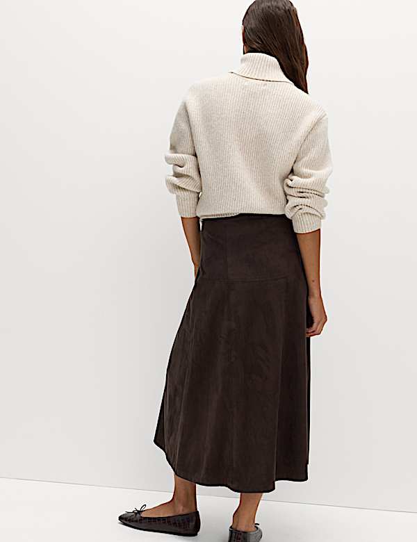 Suedette Maxi A-Line Skirt