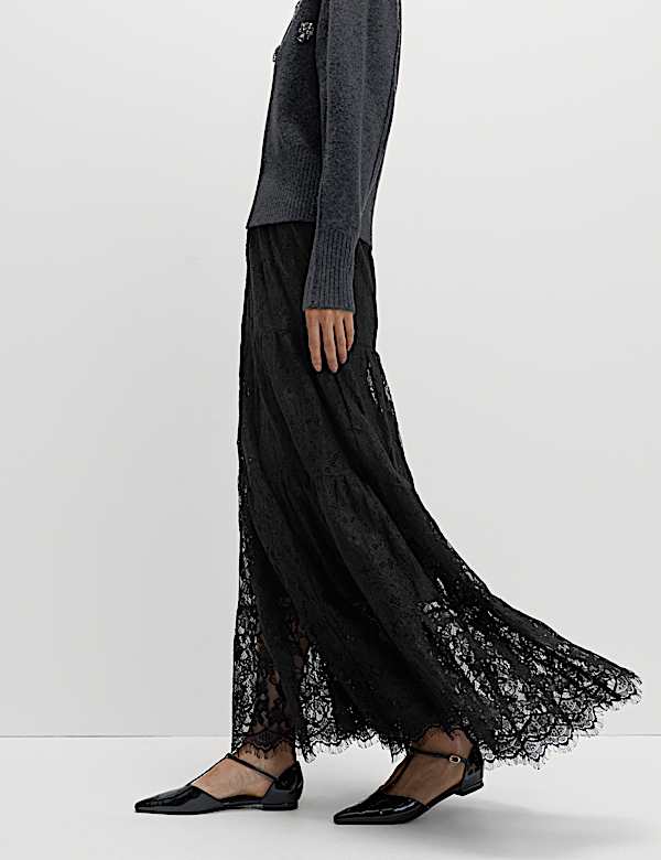 Lace Maxi Tiered Skirt