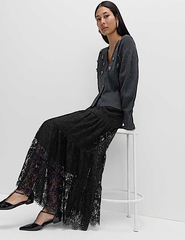 Lace Maxi Tiered Skirt