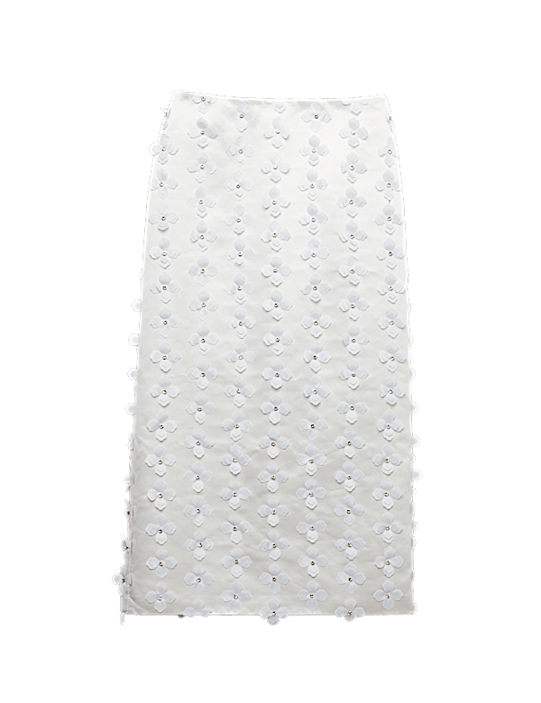 Floral Embellished Midi Pencil Skirt