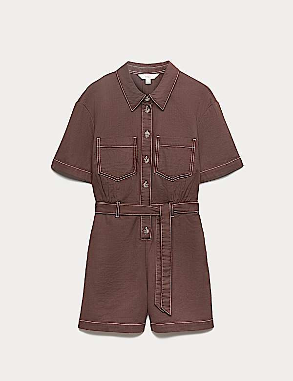 Combishort 100 % coton boutonn&eacute; sur le devant - BE