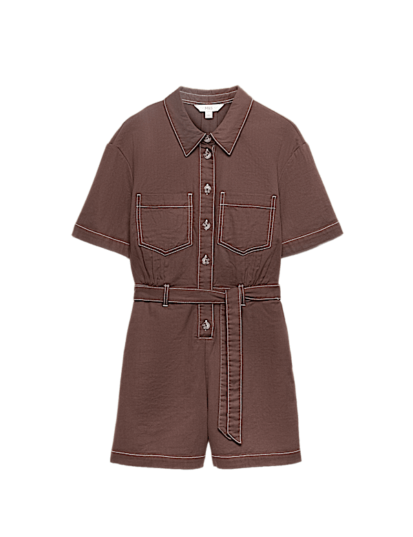 Pure Cotton Button Front Playsuit