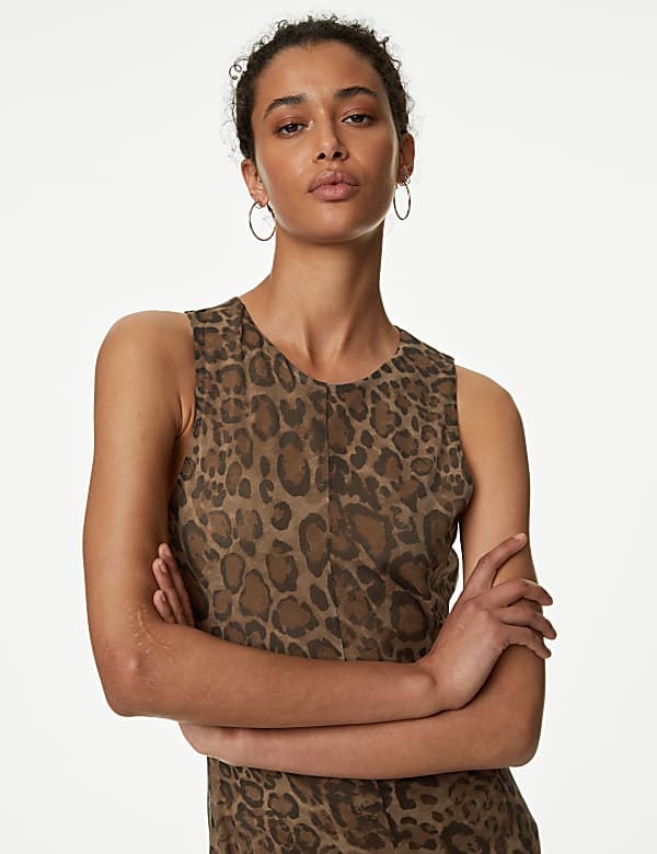 Mesh Animal Print Midi Column Dress - ID
