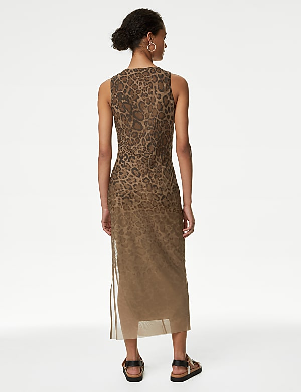 Mesh Animal Print Midi Column Dress - ID