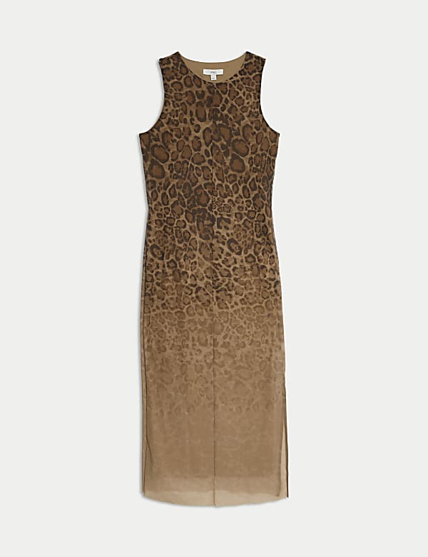 Mesh Animal Print Midi Column Dress - ID