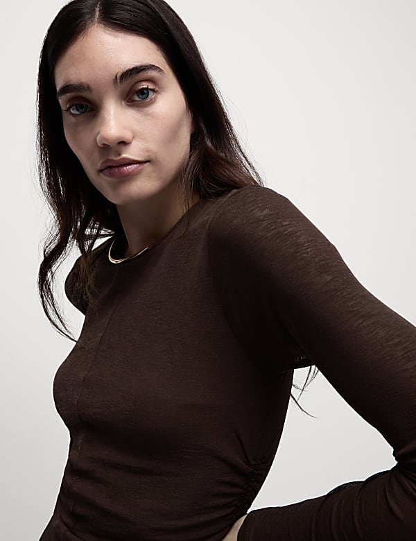 Mesh Jersey Ruched Mini Column Dress - NL