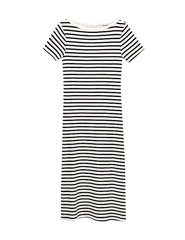 Cotton Rich Striped Midi Column Dress