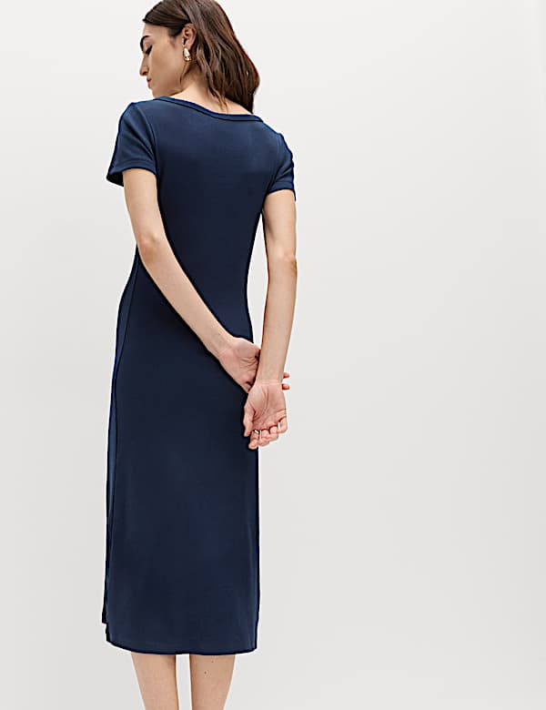 Cotton Rich Ribbed Midi Column Dress - RO
