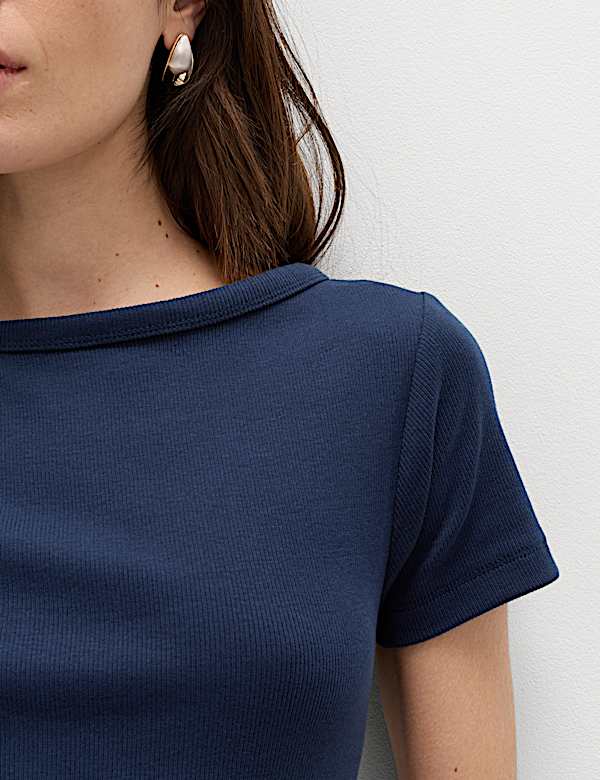 Cotton Rich Ribbed Midi Column Dress - RO