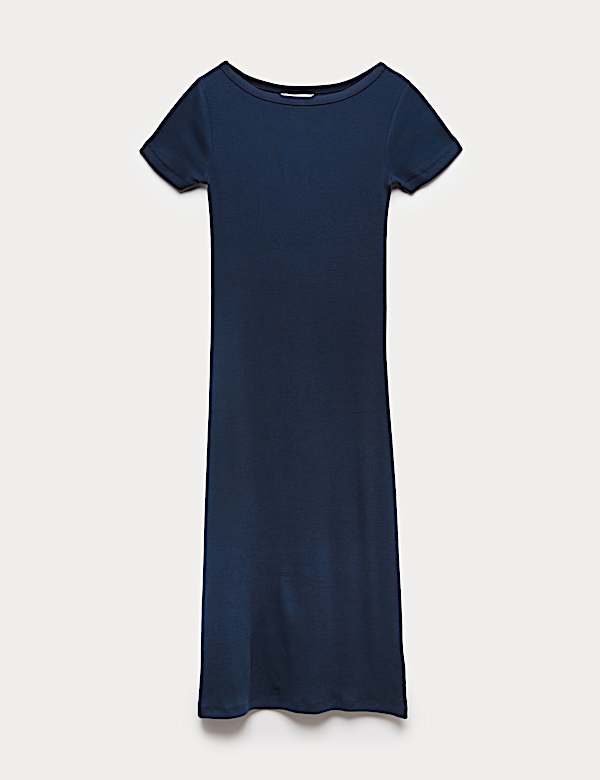 Cotton Rich Ribbed Midi Column Dress - RO