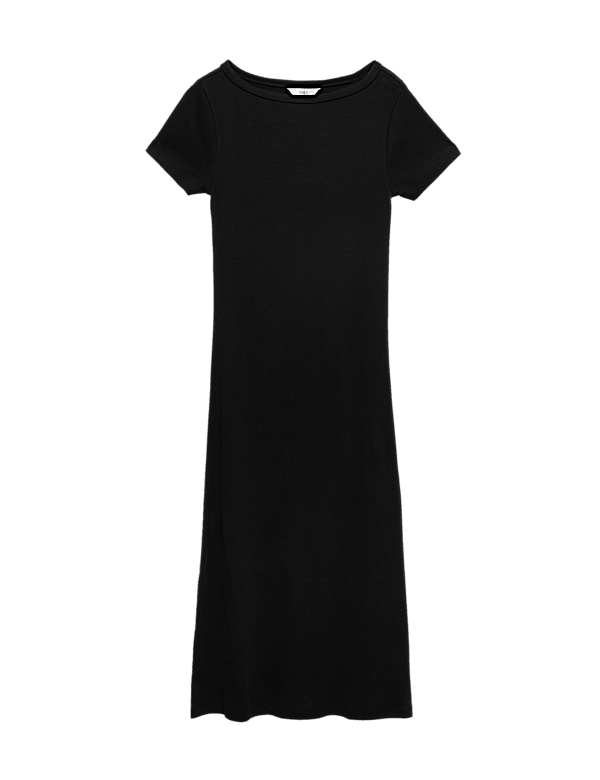 Cotton Rich Ribbed Midi Column Dress