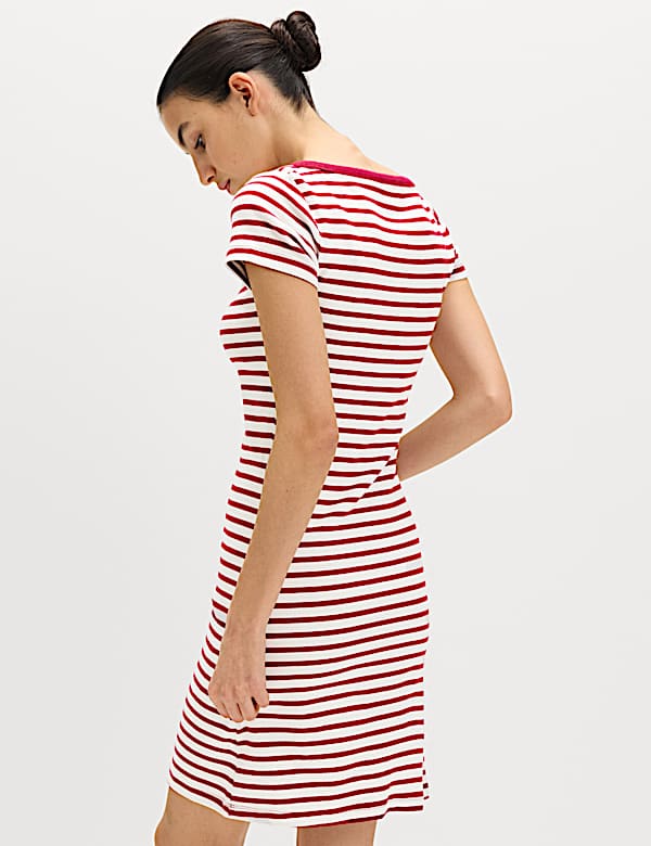 Cotton Rich Striped Mini Column Dress - CY
