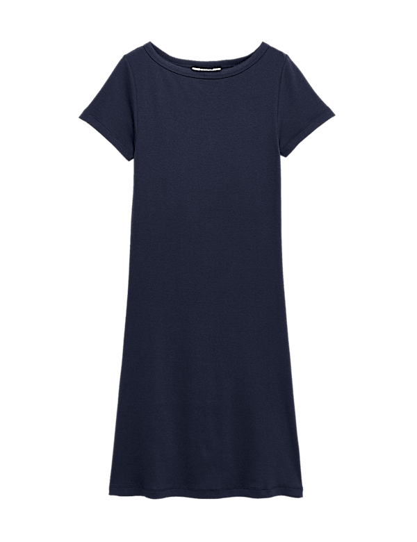Cotton Rich Slash Neck Mini Column Dress