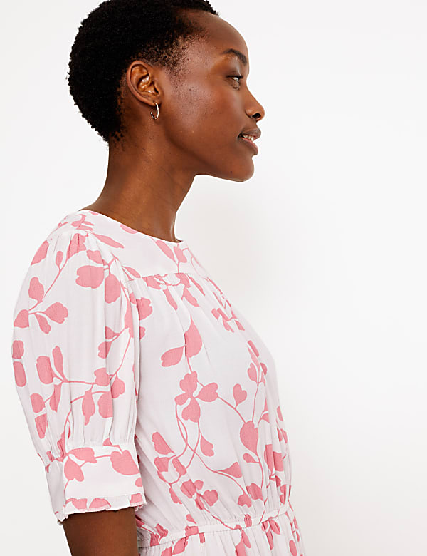 Floral Yoke Mini Waisted Dress