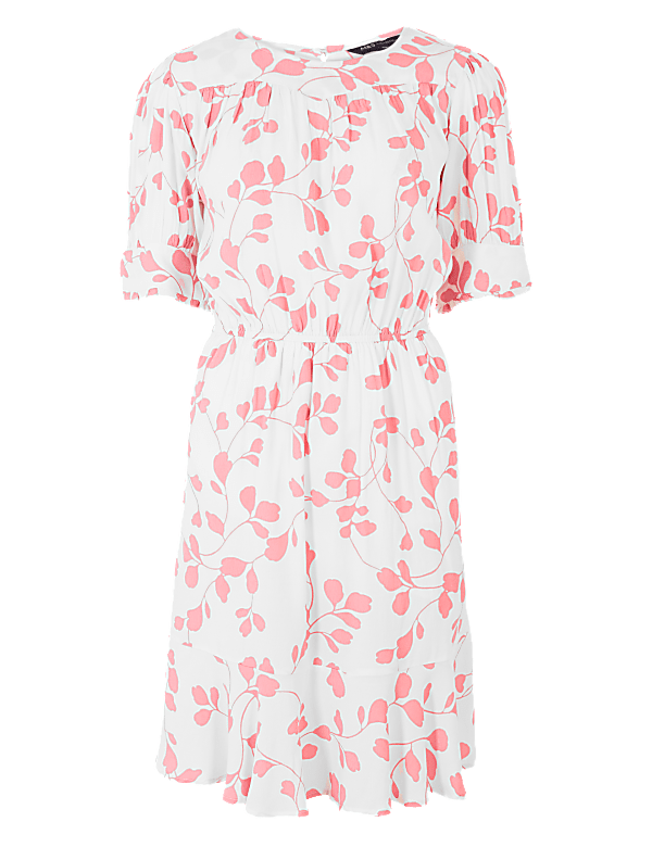 Floral Yoke Mini Waisted Dress