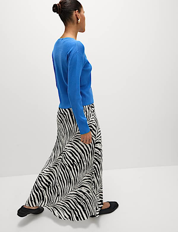 Jupe midi coupe longue &agrave; imprim&eacute; animal - LU