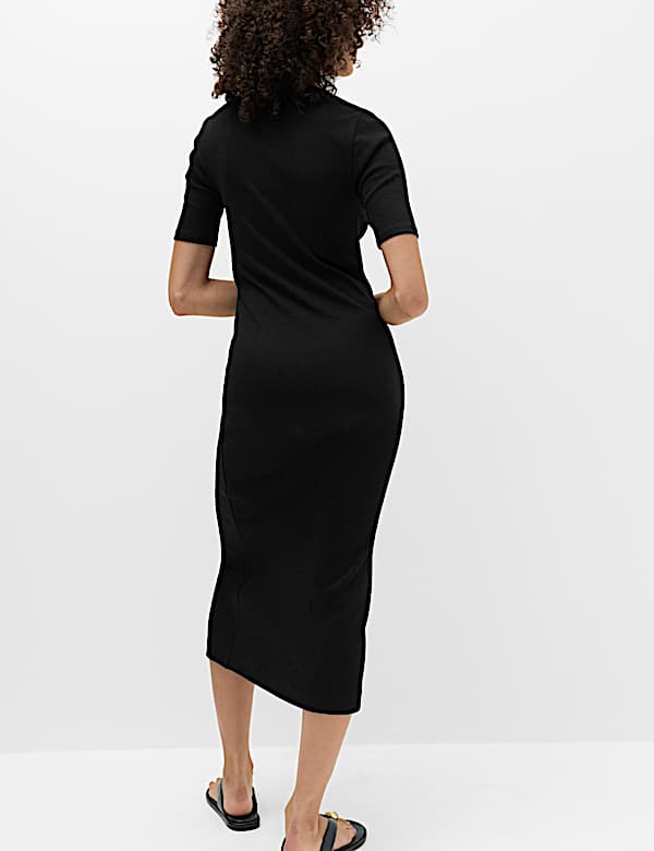 Cotton Rich Ribbed Midi Column Dress
