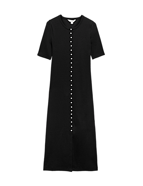 Cotton Rich Ribbed Midi Column Dress