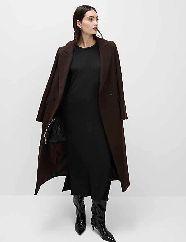 Robe midi coupe droite c&ocirc;tel&eacute;e en jersey effet brillant - LU