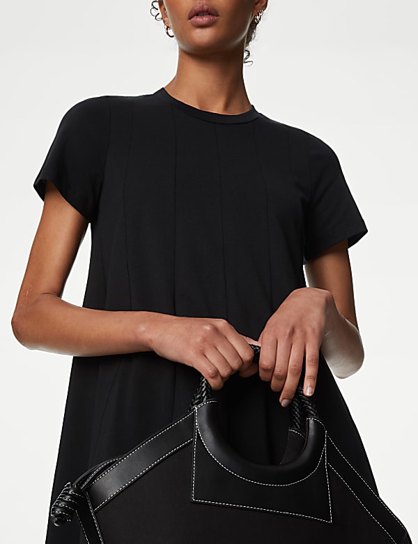 Pure Cotton Panelled Mini Skater Dress - LU