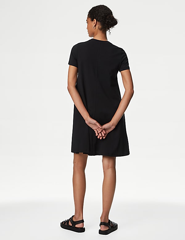 Pure Cotton Panelled Mini Skater Dress - LU