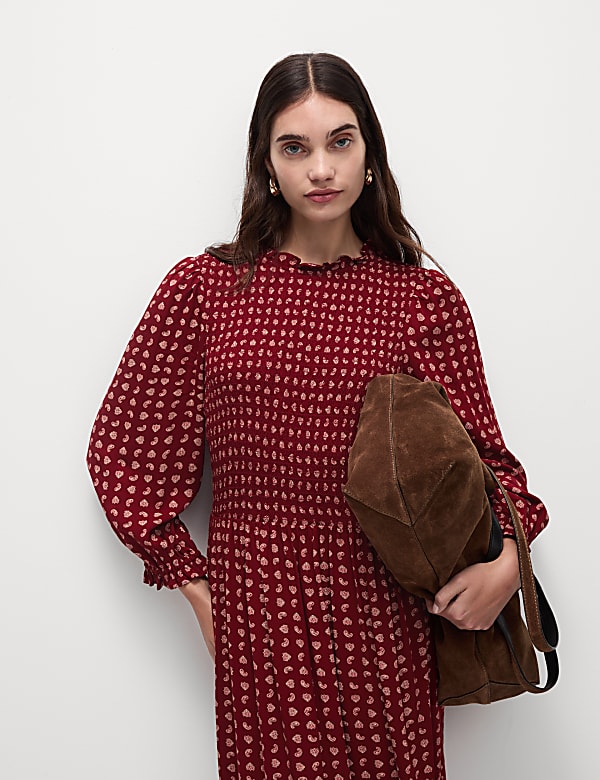 Robe midi &agrave; taille ajust&eacute;e avec imprim&eacute; - LU