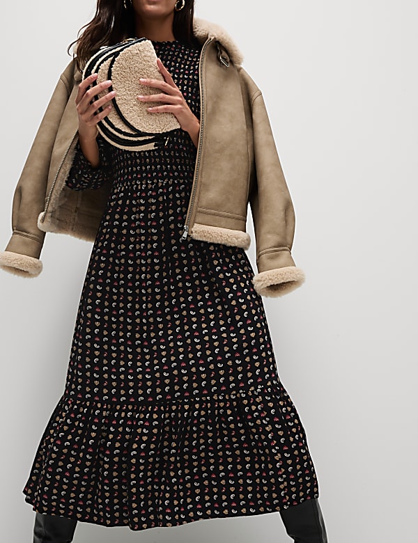Printed Midi Waisted Dress
