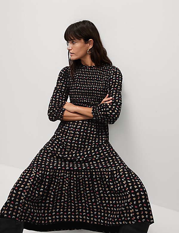 Printed Midi Waisted Dress