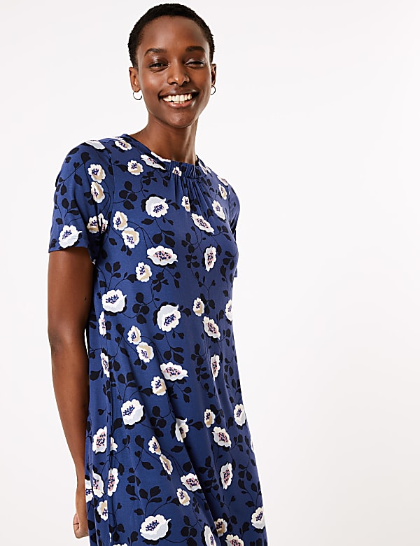 Buy Jersey Floral Knee Length Swing Dress at Marks Spencer