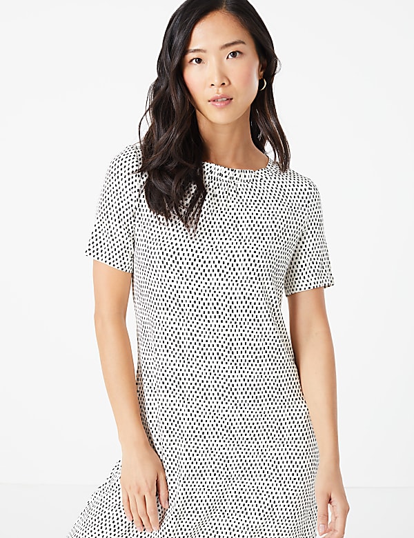 Jersey Printed Knee Length Swing Dress