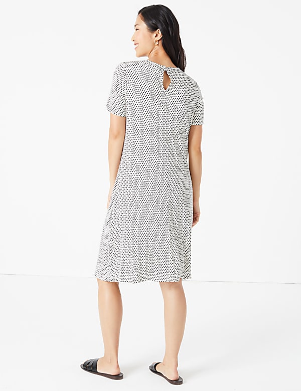 Jersey Printed Knee Length Swing Dress