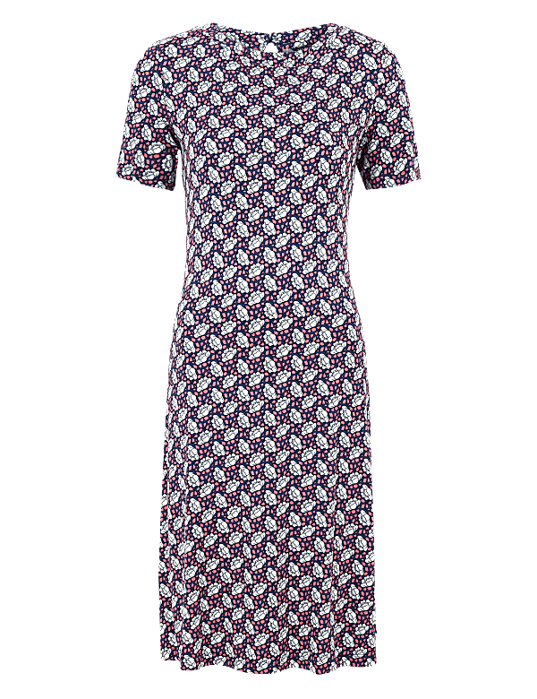 Jersey Floral Knee Length Swing Dress