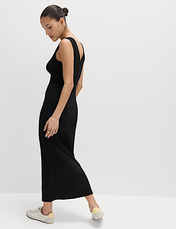 Cotton Rich V-Neck Midi Column Dress - BN