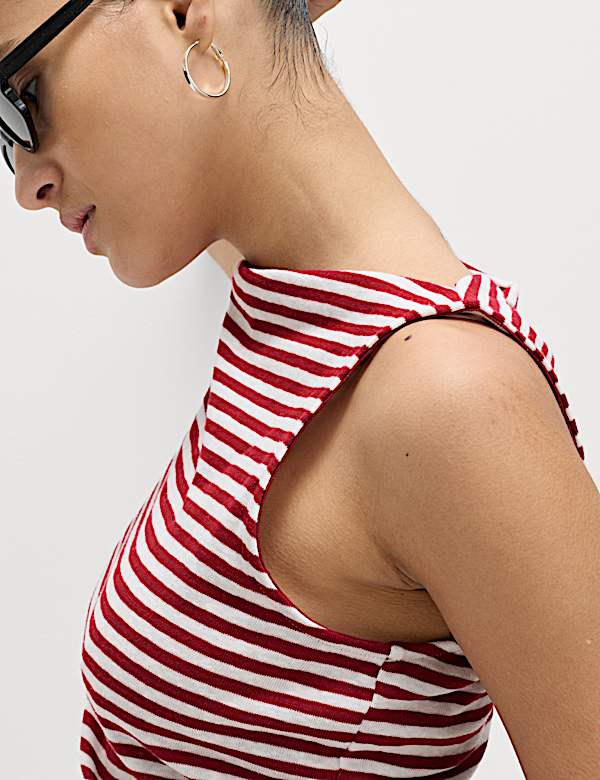 Cotton Rich Striped Mini Column Dress - AL