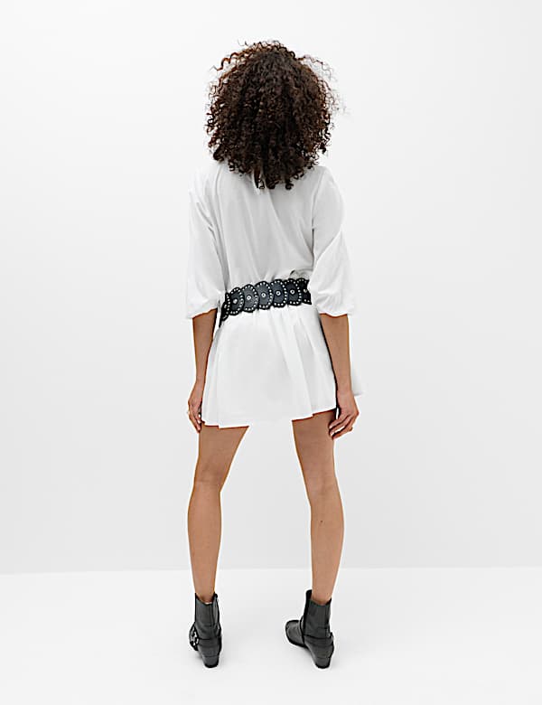 Pure Cotton Lace Mini Waisted Dress - AL